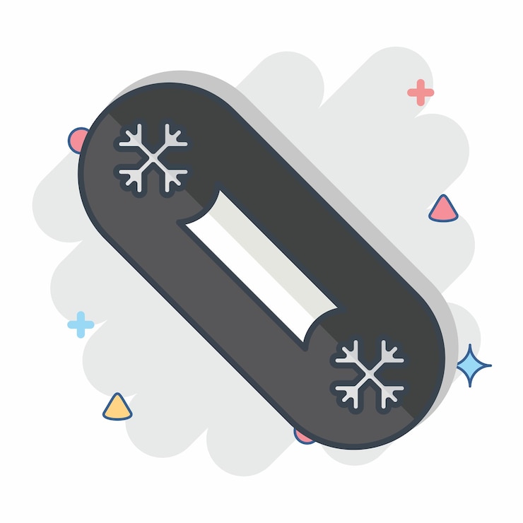 Vector icon snow board relacionado con el símbolo del invierno estilo cómic ilustración simple