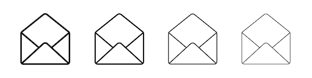 Icon de sobre abierto Conjunto de símbolos de señal de contorno