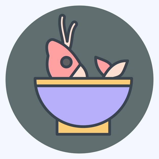 Icon Soup Sea relacionado con el símbolo de mariscos estilo de color mate ilustración de diseño simple