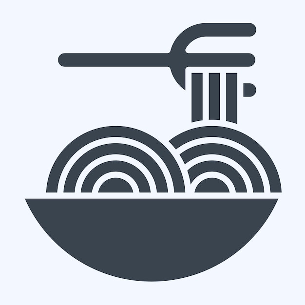 Icon Spagheti relacionado con el diseño de estilo de glifo del símbolo del restaurante editable