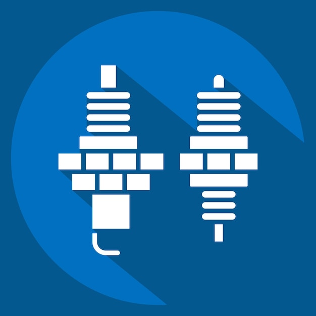 Icon Spark Plug relacionado con el símbolo de carreras estilo sombra larga diseño simple editable