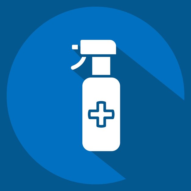 Icon Spray relacionado con el símbolo de limpieza estilo sombra larga ilustración de diseño simple