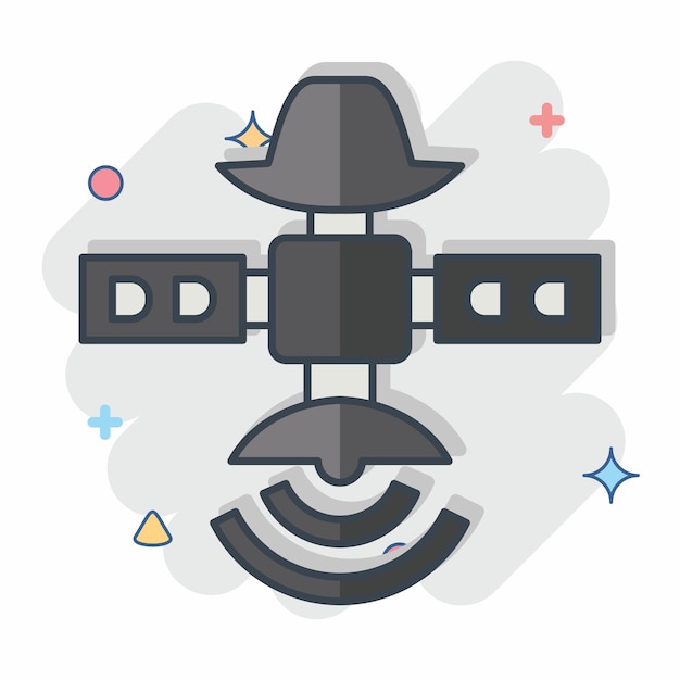 Icon Spy Satellite relacionado con el símbolo de satélite estilo cómic diseño simple editable