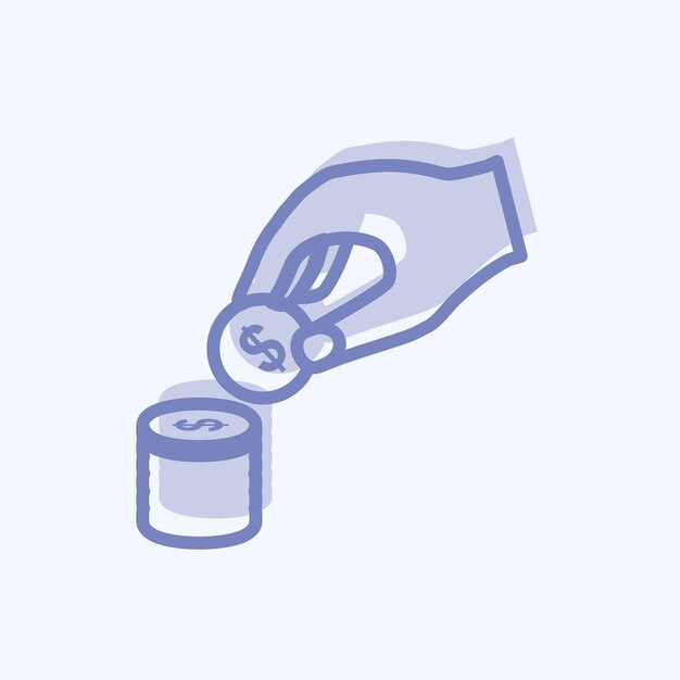 Icon Stacking Monedas adecuadas para las acciones de la mano símbolo diseño de estilo de dos tonos editable