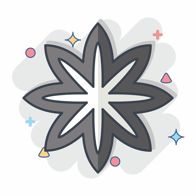Icon Star Anise relacionado con el símbolo de Spice Ilustración sencilla de estilo cómic