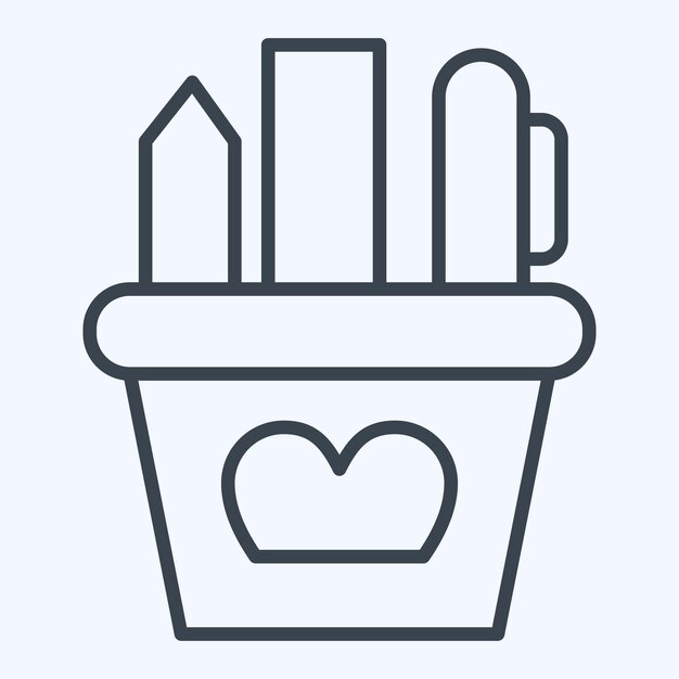 Icon Stationery Set relacionado con la decoración vintage estilo de línea de símbolo ilustración simple