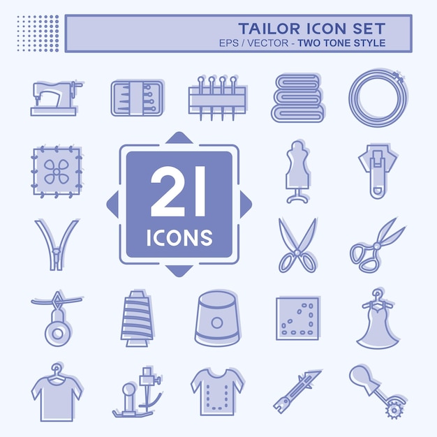 Icon Tailor Set adecuado para el diseño de estilo de dos tonos del símbolo Tailor