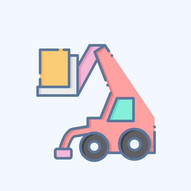 Icon Telehandler relacionado con el estilo de garabateo del símbolo de construcción diseño simple editable