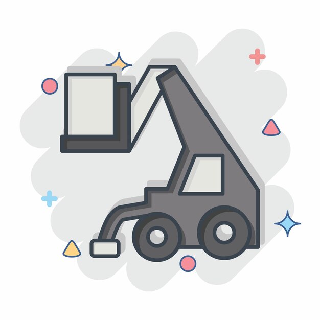Icon Telehandler relacionado con el símbolo de construcción Estilo cómico diseño simple editable
