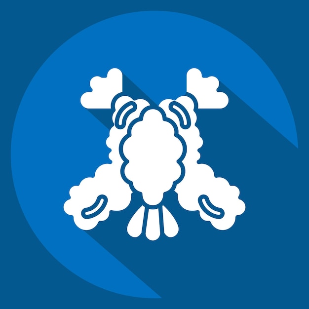 Icon Tempura relacionado con el símbolo de Sushi estilo de sombra larga diseño simple editable