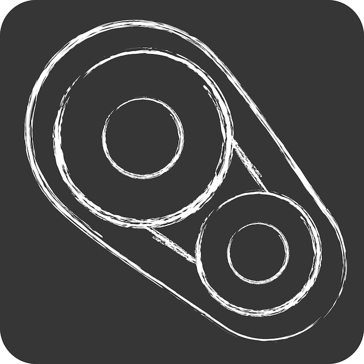 Vector icon timing belt relacionado con las piezas de automóviles símbolo tiza estilo diseño simple ilustrado editable simple