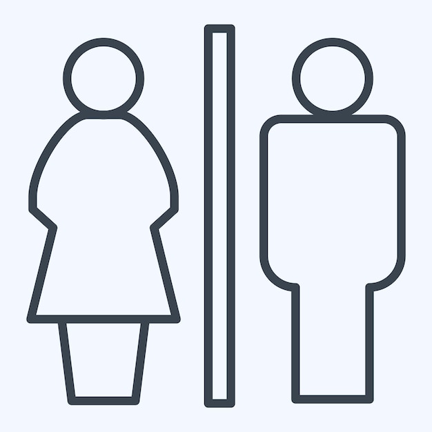 Icon Toilet relacionado con el diseño de estilo de línea de símbolo del restaurante editable