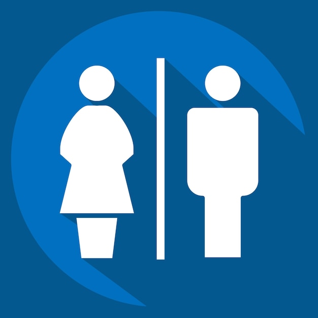 Icon Toilet relacionado con el símbolo del restaurante diseño de estilo de sombra larga editable