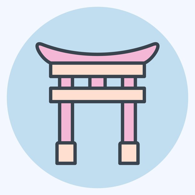Icon Tori Gate relacionado con Japón símbolo de color mate estilo ilustración simple