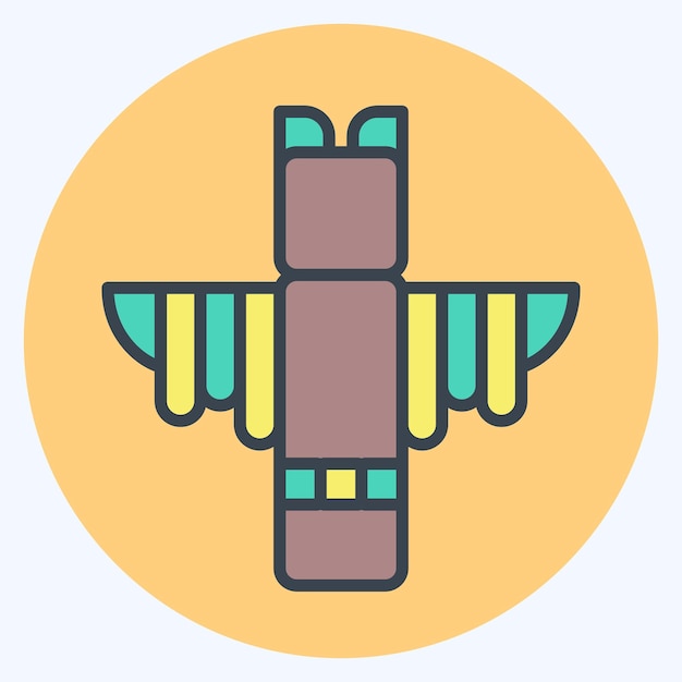 Icon Totem relacionado con el símbolo indígena americano estilo de pareja de color editable