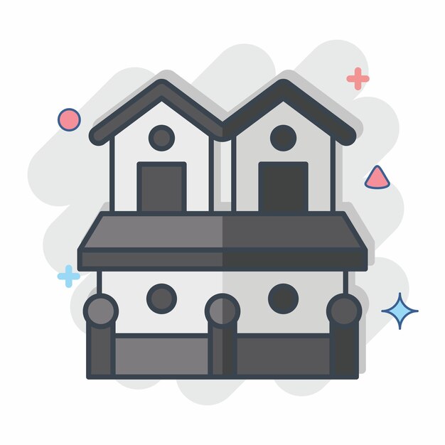 Icon Town House 2 relacionado con el símbolo de alojamiento Estilo cómico diseño simple editable