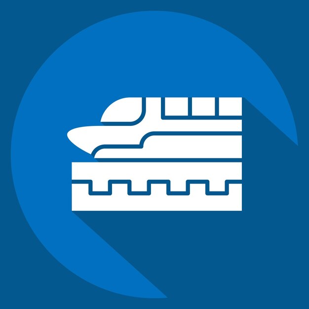 Icon Tren de Alta Velocidad relacionado con el símbolo de la Tecnología del Futuro estilo sombra larga ilustración simple