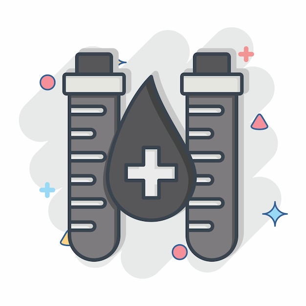 Icon Tubo de sangre relacionado con el símbolo de donación de sangre estilo cómic diseño simple editable