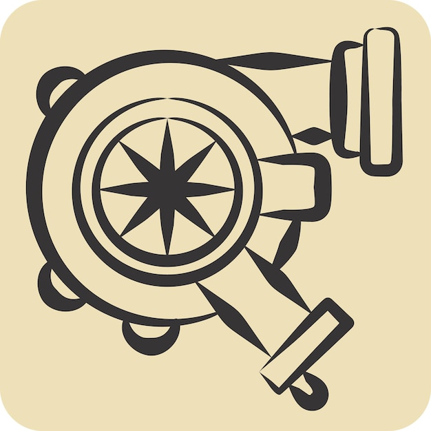 Icon Turbo relacionado con el símbolo de carreras estilo dibujado a mano diseño simple editable