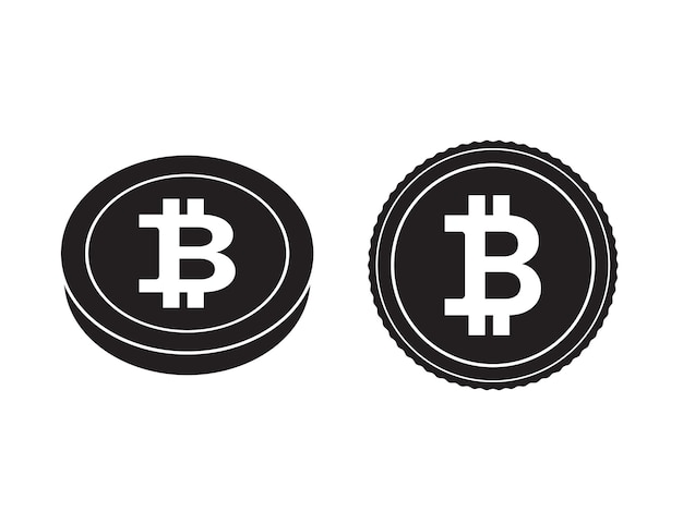 Icon Vector de Bitcoin con ilustración en color negro del comercio de divisas digitales criptográficas
