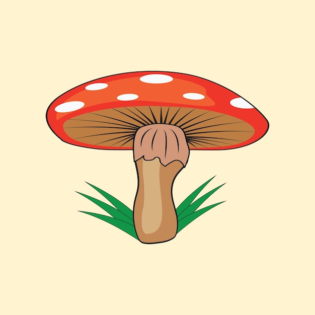 Icon Vector de dibujos animados de hongos Vegetables Ilustración Logotipo y icono de hongos Diseño
