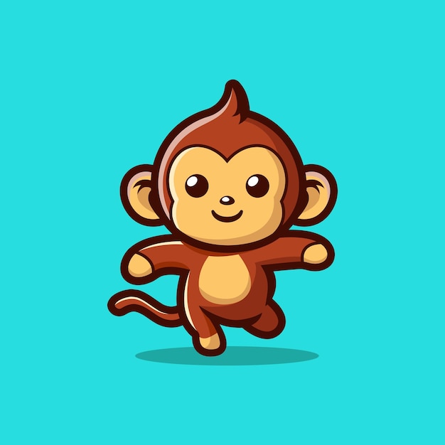 Vector icon vector de dibujos animados de monos lindos que corren ilustración de animales icon de naturaleza concepto aislado