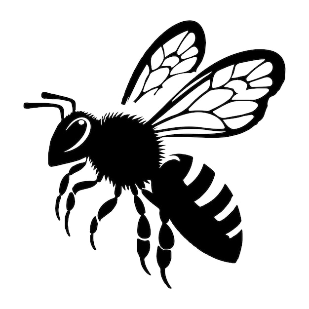Icon Vector Honey Bee silueta de abeja de miel en fondo blanco
