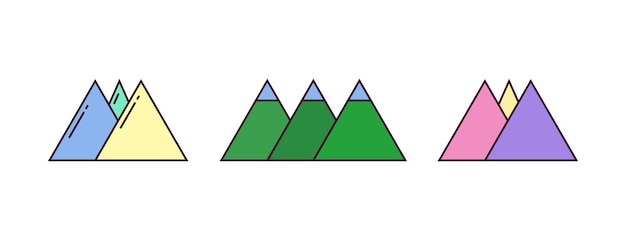 Icon Vector Ilustración de la montaña Icon de color lineal de la montaña