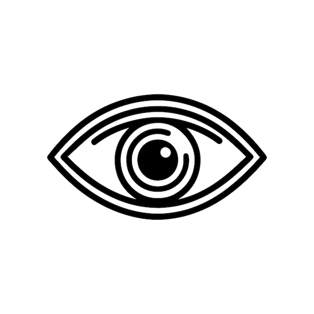 Icon Vector de Ojo Icon de visión en blanco y negro Ilustración Pictograma de visión en estilo plano