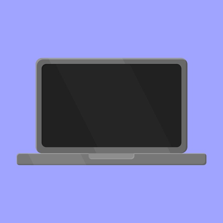 Vector icon vector de portátil icono de ilustración de portátil computadora portátil con pantalla de visualización vacía en blanco