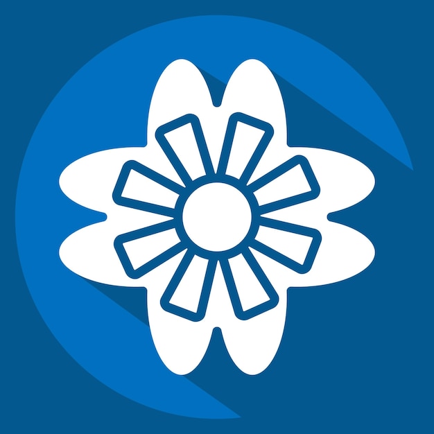Icon Violet relacionado con el símbolo de las flores estilo de sombra larga diseño simple editable