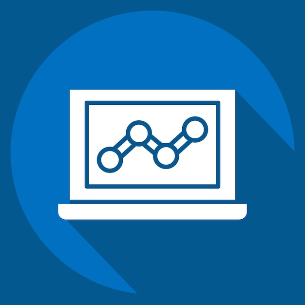 Icon Web Analytics relacionado con los medios y la publicidad símbolo estilo de sombra larga editable