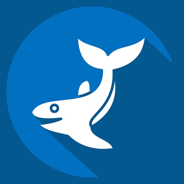 Icon Whale relacionado con el símbolo de buceo estilo sombra larga ilustración de diseño simple