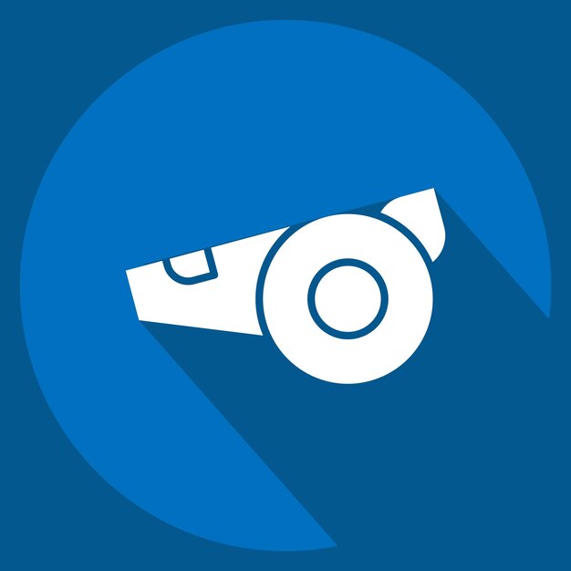 Icon Whistle relacionado con el símbolo del rugby estilo sombra larga ilustración de diseño simple