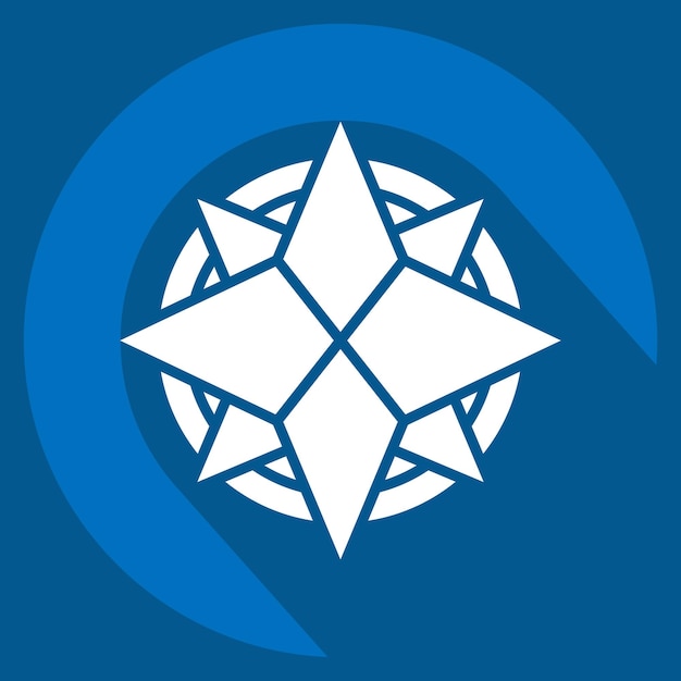Icon Wind Rose relacionado con el símbolo de navegación estilo sombra larga ilustración de diseño simple