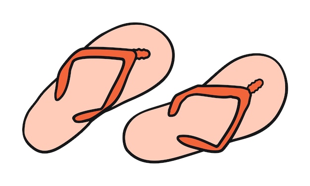 Icon de zapatillas de flip flop dibujadas a mano el concepto de vacaciones en la playa vacaciones fiestas en la playa