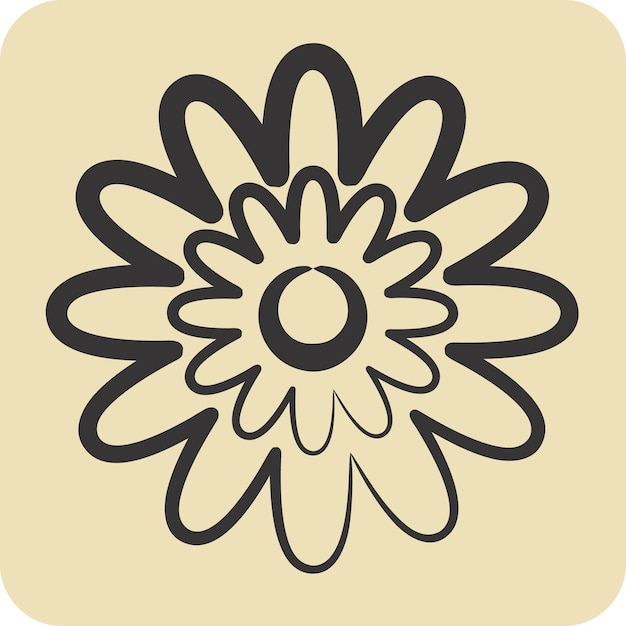 Icon Zinnia relacionado con el símbolo de las flores estilo dibujado a mano diseño simple editable