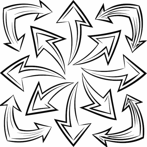 icona de línea colección de flechas de colores dibujadas a mano vector