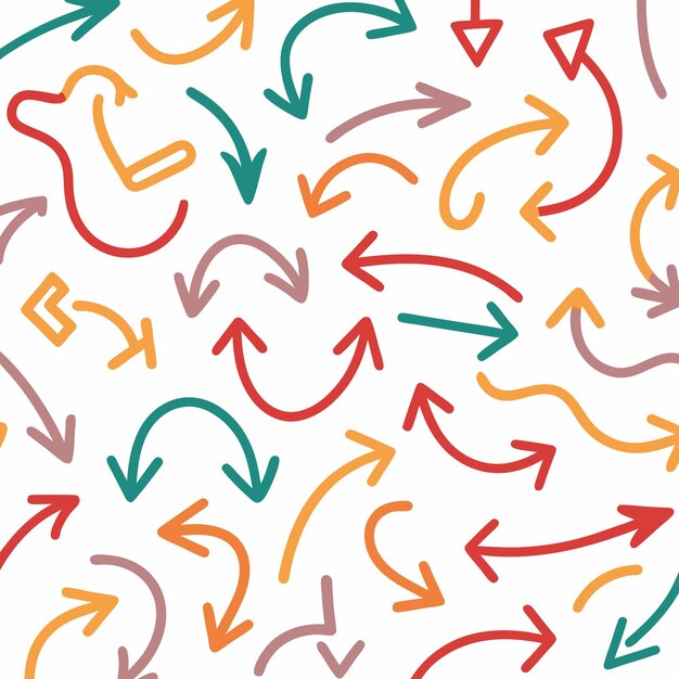 icona de línea colección de flechas de colores dibujadas a mano vector