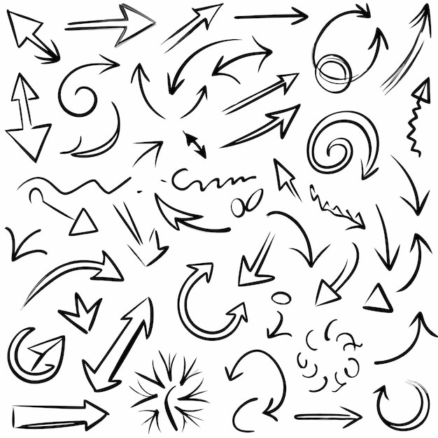 icona de línea colección de flechas de colores dibujadas a mano vector