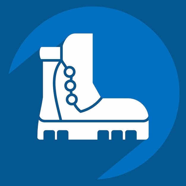 Iconas de botas relacionadas con el símbolo de acampada estilo sombra larga diseño simple editable