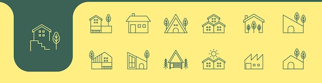 iconas de casas minimalistas modernas diseño de líneas vectorial