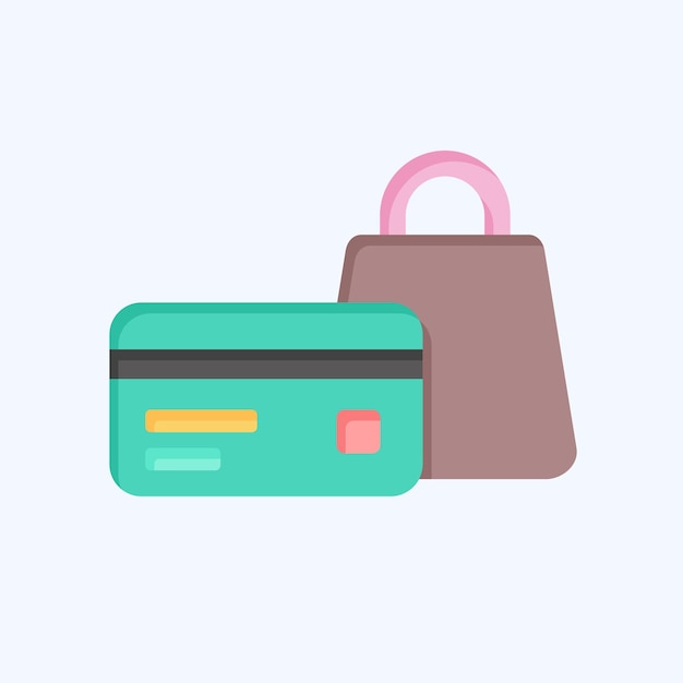 Iconas de compras relacionadas con el símbolo de la tarjeta de crédito Ilustración simple de estilo plano