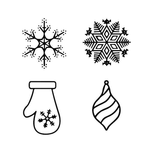 iconas de contorno de navidad Símbolo de vacaciones Línea Colección de íconos de Navidad Trucado editable