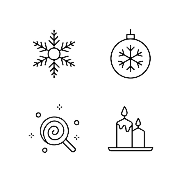 iconas de contorno de navidad Símbolo de vacaciones Línea Colección de íconos de Navidad Trucado editable