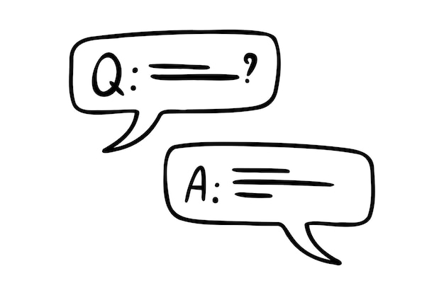 iconas de información sobre información y preguntas respuesta a una pregunta contacto con el soporte dibujado a mano conjunto de íconos dibujos de esquema línea clipart colección de símbolos