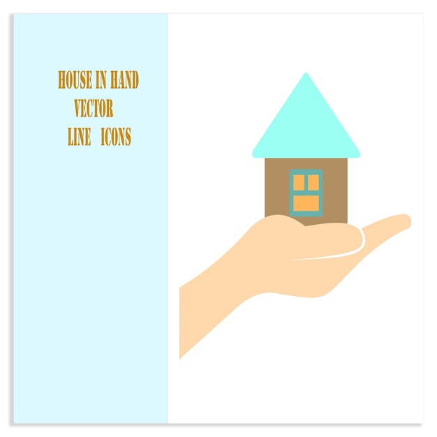 iconas de líneas vectoriales de la casa en la mano