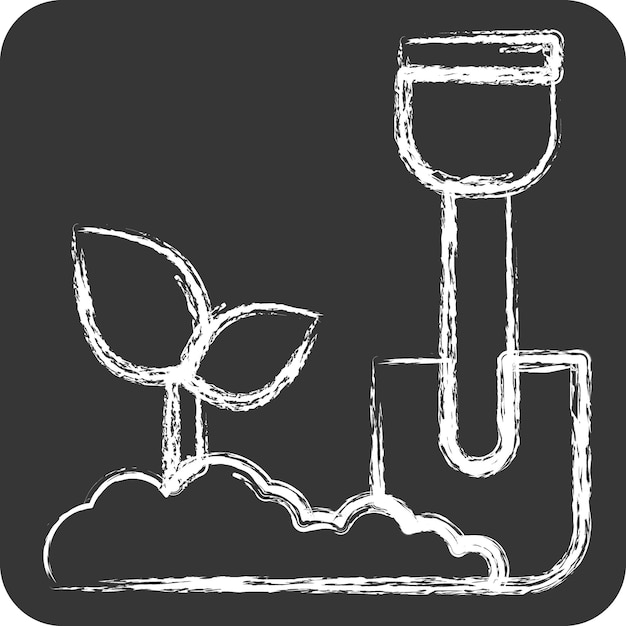 Iconas de palas relacionadas con el símbolo de la agricultura tiza estilo diseño simple editable ilustración simple
