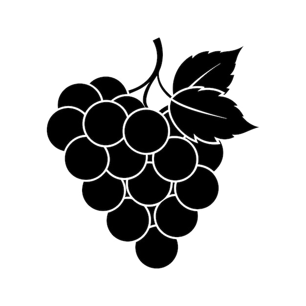 iconas de uvas silueta ilustración vectorial fondo blanco