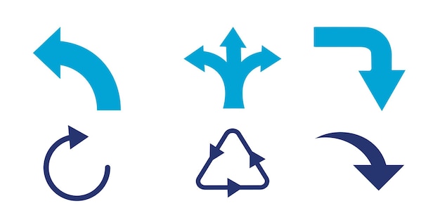Iconas vectoriales de flechas direcciones y iconas de señales de tráfico